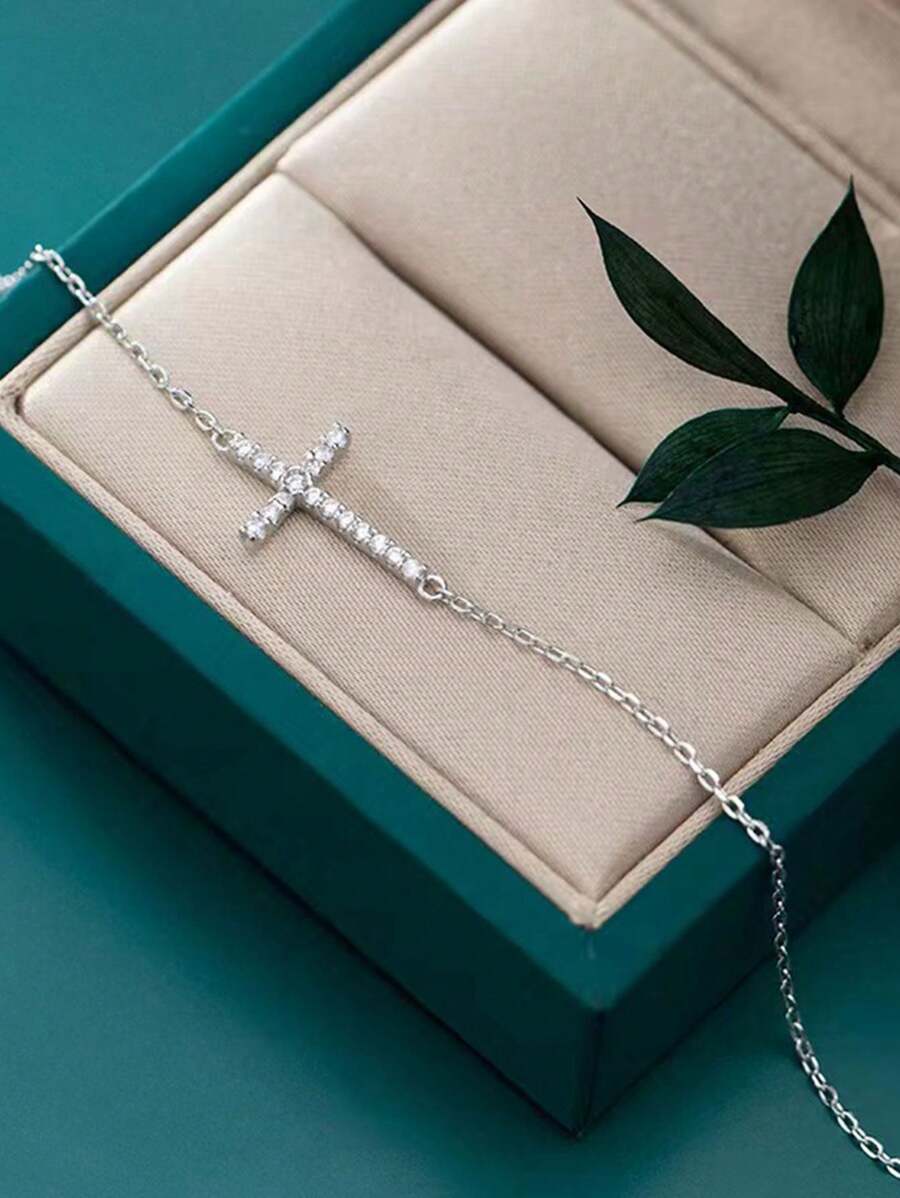 S925纯银经典微镶嵌设计，复古奢华宫廷风格，时尚百搭手链，送给朋友和情侣的礼物 - 銀色 - 查看 1