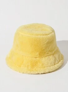 1pc Solid Color Plush Bucket Hat For Fall, Soft & Warm Beanie Cap For Couples' Casual, Outdoor Activities, Etc. Winter Fall Winter Outfits,Holiday,Festival - Solid Color - View 25