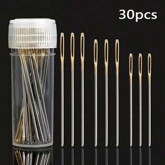 30Pcs Cross-Stitch Needles Set In 3 Sizes, With Needle Storage And Thread Threading Device, For Handmade DIY Embroidery (Box Color Random)