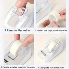 1pc Tape Dispenser - Cute Desktop Accessory, Easy To Use, Sturdy Design - Perfect For Office, School, Or Home Production (Random Colors, Random Styles) - Multicolor - View 3