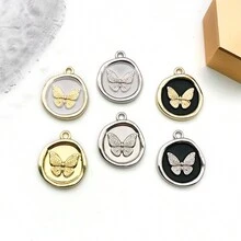 5pcs/Pack Silver/Gold Metal Butterfly Charms, For DIY Bracelet Necklace Jewelry Making - Multicolor - View 6