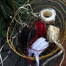 1pc Handmade Beaded Faux Pearl Ribbon, Fresh Flower Bouquet Ribbon, Crafty Ribbon For Gift Wrapping, DIY Cake Box Decor (Excluding Plastic Spool),Christmas - Multicolor - View 1