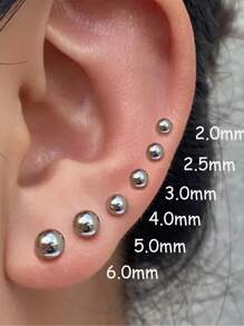 2 件装 20G 耳屏 2-5 毫米球形不锈钢唇钉唇钉平背耳环鼻钉女士耳软骨身体穿孔派对珠宝