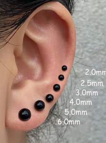 2 件装 20G 耳屏 2-5 毫米球形不锈钢唇钉唇钉平背耳环鼻钉女士耳软骨身体穿孔派对珠宝