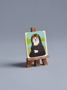 1pc/2pcs Mini Resin Cat Painter Scene Decoration Home Desktop Decoration Crafts Sculpture Decoration Best Gifts Birthday