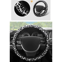 1 pièce Housse de volant élastique en lin de style léopard, respirante et antidérapante. Taille universelle pour tous les modèles de voiture, utilisation toute saison