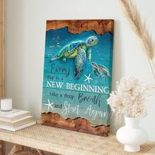 1 Piece Undersea Turtle Everyday Is A New Beginning Canvas Wall Art Artwork Home Decor For Bedroom Living Room Bathroom Frameless Posters, Wall Art, Room Decoration Stuff Gifts Birthday Graduation Coastal Decor Coastal Decor Beach Decor