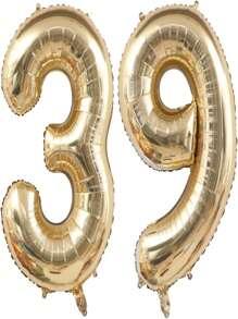 2-Piece Set Of 40 Inch Light Gold Digital Balloon, Platinum Giant Foil, Polyester Film, Helium Large Digital Balloon, Champagne Gold Birthday Digital Giant Balloon, Anniversary Commemorative Events, Party Decoration Supplies, Christmas - Gold - View 23