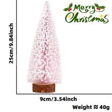 1 pieza Nuevo árbol de Navidad en miniatura con adorno de copo de nieve rosa, árbol de cedro simulado para decorar la ventana o el escritorio, adecuado para fiestas, reuniones y decoración del hogar en Navidad