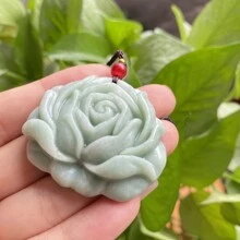 1pc natuurlijke groene jade roos hanger, jade bloem hanger, Guardian Peace ketting, allemaal met de hand gesneden, natuurlijke edelsteen hanger, kwartskristal ketting, paar ketting, cadeau voor haar, geschikt voor vakantiefeestcadeaus, kwartskristal geschenken