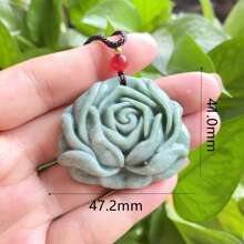 1pc natuurlijke groene jade roos hanger, jade bloem hanger, Guardian Peace ketting, allemaal met de hand gesneden, natuurlijke edelsteen hanger, kwartskristal ketting, paar ketting, cadeau voor haar, geschikt voor vakantiefeestcadeaus, kwartskristal geschenken