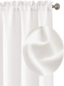 1 pièce Rideau court de cuisine de couleur unie à l'aspect de lin, rideaux de fenêtre semi-transparents légers de 230 g/㎡ de style simple pour chambre à coucher, salon, protection UV
