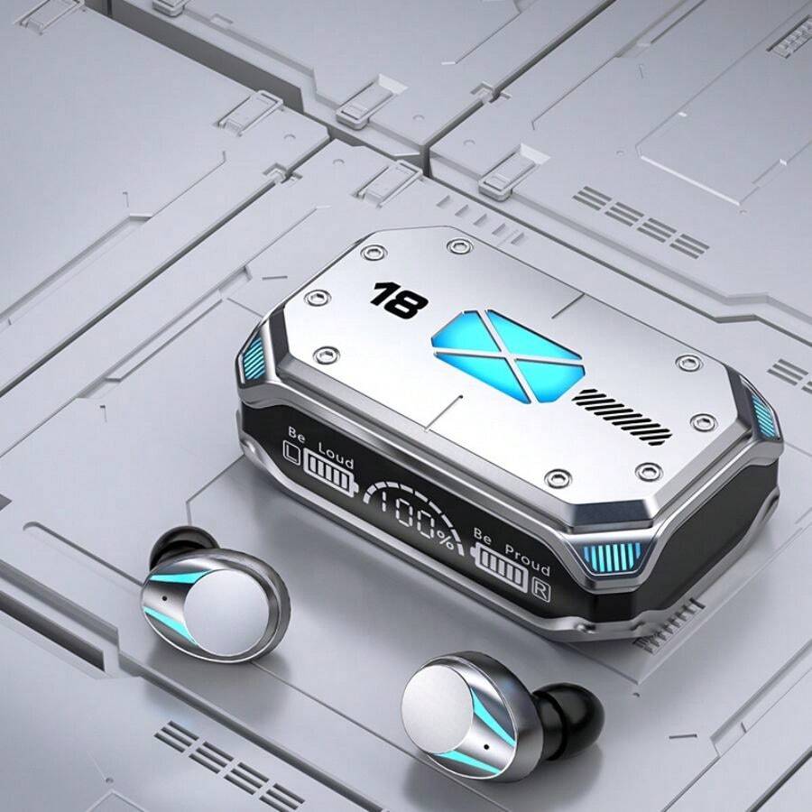 True Wireless Gaming Headsets - Low Latency, High Sound Quality, Breath Light, Sweat-Resistant, Comfortable Fit For Running And Sports - Ideal For Gamers And Fitness Enthusiasts - 銀色 - 查看 1
