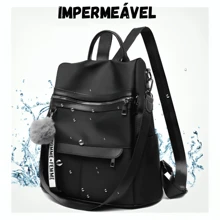 Women's Backpack Bag With Cross Strap And Waterproof Back - màu đen - Xem 6