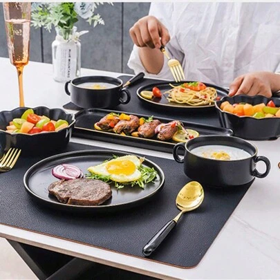 4pcs, Available In Various Colors, Leather Dining Table Mat, Home Western Food Mat, Waterproof, Oil Resistant, And Heat-Insulating Mat, Wedding Center Piece, Gold Dining Table And Kitchen Decoration Mat.