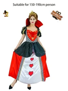 女士万圣节红心女王公主裙化妆舞会服装角色扮演服装 - 紅色 - 查看 4