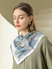 1 Chiếc 35 Inch Hai Dây Đầu Khăn Choàng Nữ Khăn Vuông Lớn Xa Hoa Mềm Mại Với Thời Trang In Hình Khăn Hijab - Nhiều màu - Xem 7
