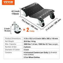 Wheel Dolly, 3000 Lbs/1360 Kg Car Dollies, Wheel Dolly Car Tire Stake Set Of 2 Piece, Heavy-Duty Car Tire Dolly Moving Cars, Trucks, Trailers, Motorcycles, And Boats - Black - View 8