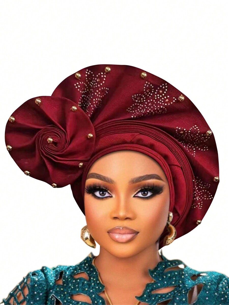 New FanShaped Nigerian Wedding Hat Auto Gele African Headband Hat