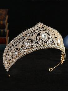 1pc Bohemian Style Rhinestone Crown, Suitable For Weddings, Anniversaries, Birthdays And Other Holidays - Half Crown - View 5