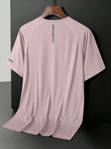 3pcs/Set Women's Crew Neck Short Sleeve Letter Printed Casual Sports T-Shirts (Light Pink + Purple + White) - Pink - View 6