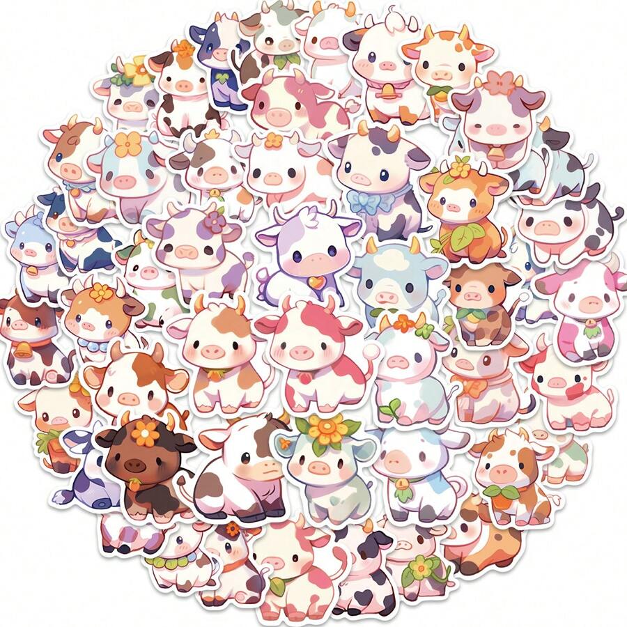 60PCS Strawberry Cow Stickers Aesthetic Vinyl Stickers High Quality Stickers Decals Scrapbook,Journaling,Laptop,Bumper,Skateboard,Water Bottles,Computer,Phone Stickers Can Bring A Lot Of Fun To Your Life,Perfect Gifts For Adults&Kids Back To School - Multicolor - View 1