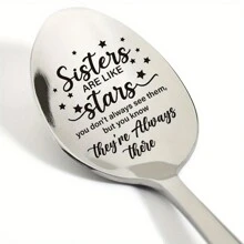Stainless Steel Sister Gift, Etched Starry Style Spoon/Teaspoon For Sister, Birthday, Christmas, Graduation, Also Suitable For Cafes And Restaurants Back To School - Silver - View 8