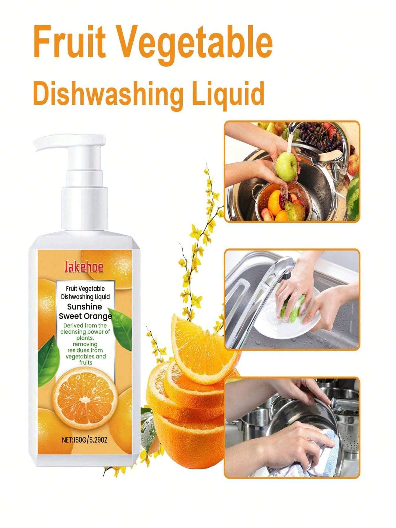 Fruit & Vegetable Dish Washing Liquid, Mild Skin Formula For Removing Pesticide Residue