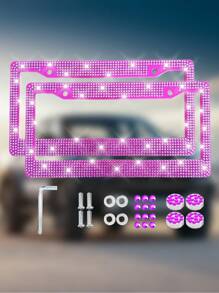 Cadre de plaque d'immatriculation de voiture robuste et étincelant serti de cristaux, accessoire voiture brillant, lavable