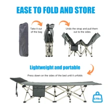 Camping Bed / Camping Cot For Adults, Portable & Foldable Folding Cot Bed With 4" Cozy Mattress, Easy-To-Carry, Heavy Duty Travel Bed For Camp, Tent, Outdoor & Indoor