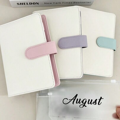 A6 PU Fichário Semanal Mensal Saco com Zíper Dinheiro Orçamento Envelope Fichário Bilhete Saco de armazenamento de recibos Conjunto de presente de gerenciamento de patrimônio 1 capa + 12 sacos mensais