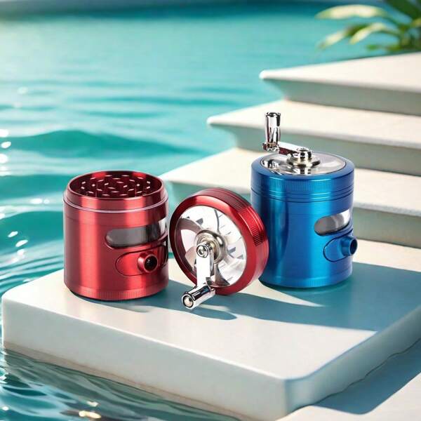 AREWTEC Metal Tobacco Grinder With Handle, 2.5"/63mm Visible Console With Auto Dispensing Design Zinc Alloy Four-Layers Spice Grinder, Making Grind Tobacco More Delicate And Finely, Portable And Easier To Use(1 PC)