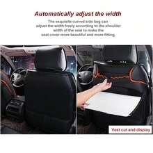 muchkey Car Seat Covers Five Seats Full Set PU Leather High Back Front And Rear Split Bench Car Seat Cover Waterproof Suitable For All Seasons - 黑色和咖啡色 - 查看 4