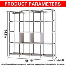 170*170 Closet Buildable Wardrobe Rack Wardrobe Bedroom Organization - Grey - View 6