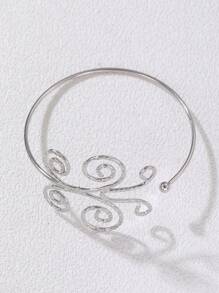 1pc Fashionable European And American Exaggerated Sexy Metal Butterfly & Line Opening Adjustable Arm Chain Body Jewelry - Silver - View 3