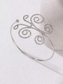 1pc Fashionable European And American Exaggerated Sexy Metal Butterfly & Line Opening Adjustable Arm Chain Body Jewelry - Silver - View 1