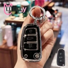 Car Key Case Cover For Audi A1 A3 A4 A6 Q1 Q3 Q5 Q7 S3 S4 S6 R8 TT Key Shell Cover Key Fob Cover With Keyring Car Keychain Lanyard - Multicolor - View 7