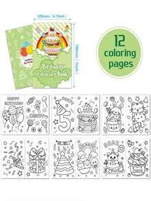 1 pieza Libro de invitaciones para colorear DIY, 12 páginas Libro de colorear creativo para fiesta de cumpleaños, regalo para invitar a familiares y amigos - multicolor - Ver 8