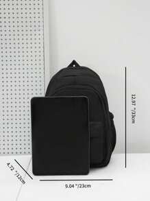 1 件女式纯色字母贴片功能背包