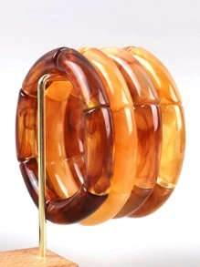 4 piezas/Set pulsera telescópica acrilica flexible y colorida de para uso casual de mujeres