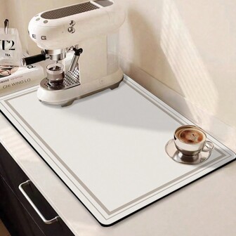 1 件咖啡垫 - 隐藏污渍吸收橡胶背衬速干垫适用于厨房柜台咖啡吧配件，多功能几何干燥垫：吸水、保护、时尚 - 适合任何表面和节日