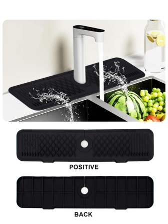 1 Pc Silicone Faucet Handle Drip Catcher Tray Mat, Faucet Splash Pad Dish Soap Sponge Holder For Kitchen Sink Accessories Gadgets, Drying Mat For Kitchen Counter Bathroom Kitchen Sink Splash Guard