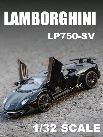 قطعة واحدة من نموذج السيارة الخارقة لمحاكاة سبيكة Diecast، مع جسم من سبائك الزنك، وأبواب مقصية قابلة للفتح وغطاء محرك خلفي، تتميز بمؤثرات صوتية وضوئية، سيارة لعبة أطفال عالية الجودة، مثالية للتجميع أو هدية عيد ميلاد | مقاس: 1 نموذج سيارة سوداء