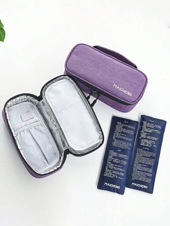 1pc Medical Cooler Bag With 2pcs Reusable Gel Ice Packs, Portable Insulin Cooling Bag, Thermal Insulated Medicine Storage Box Pill Box Pill Case Pill Organizer Pill Container College Vacation Cruise Summer Holiday Essentials Medical Bag Medicine Organizer Travel Accessories Travel Organizer Travel Essentials Travel Stuff Travelling Bag College Vacation Cruise Summer Holiday Essentials First Aid Kit