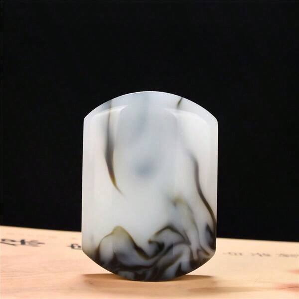 1pc Natural Jade Belt Buckle, Fine Jewelry, Lucky Peace Charm Jewelry, Hand-Carved, Gem Belt, Quartz Crystal, Gift For Him, Suitable For Holiday Party Gifts, Quartz Crystal Gifts.