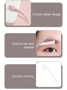 3 件套眉毛修剪器套装（带梳子）、专业精密眉毛修剪器、眉毛剃刀、防滑眉毛修形剪刀、迷你清洁刷、白色手柄、柔性尼龙刷、眉毛修剪器清洁刷，适用于眉毛修形、毛发修剪和日常使用 - 彩色 - 查看 5
