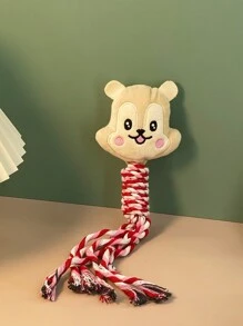 1 pièce Jouet à mâcher en forme d'écureuil en peluche douce avec corde, jouet de dentition interactif pour chiot