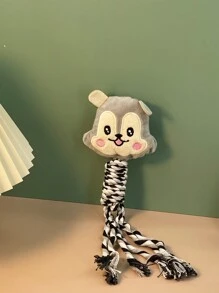 1 pièce Jouet à mâcher en forme d'écureuil en peluche douce avec corde, jouet de dentition interactif pour chiot