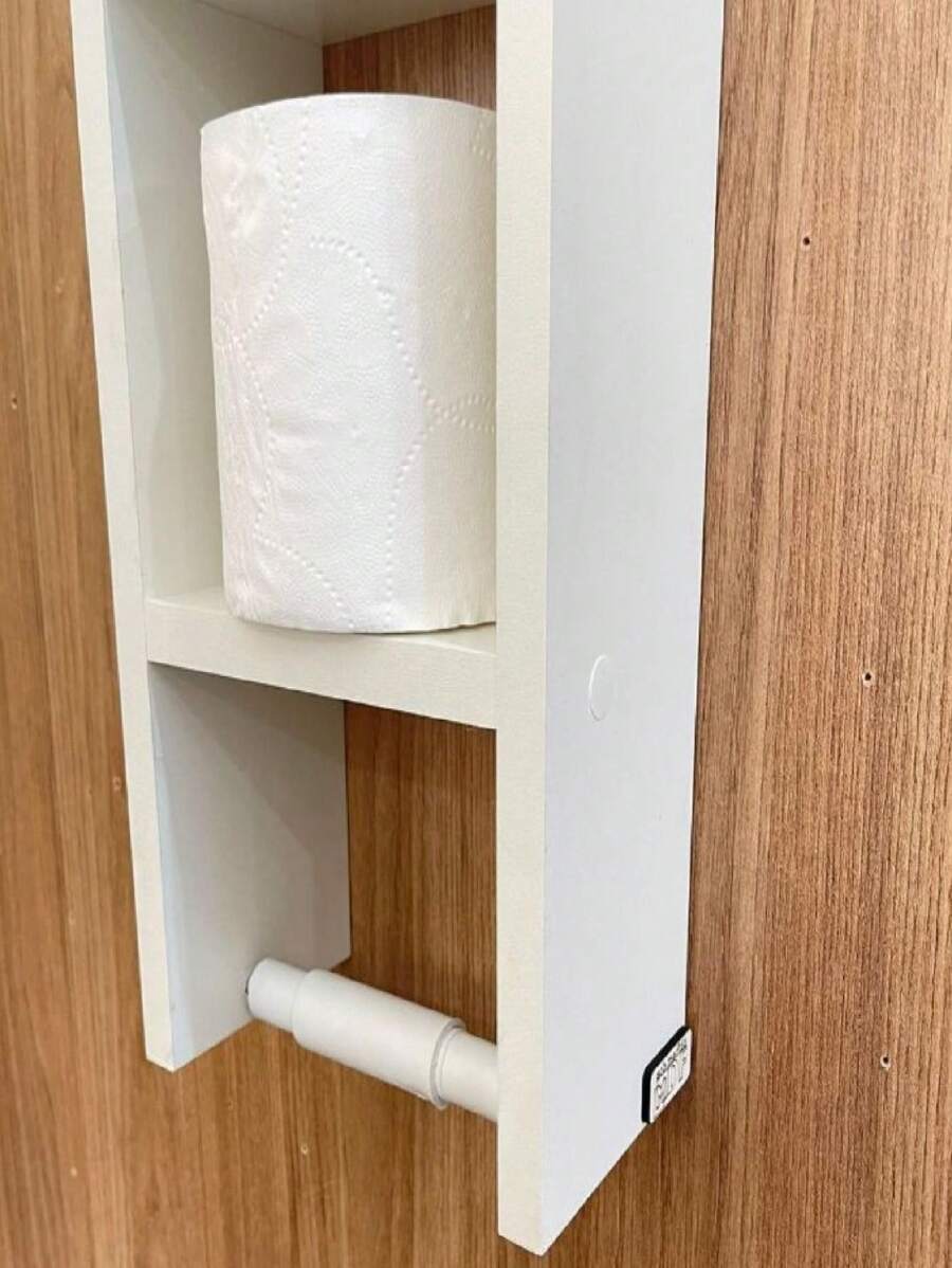 Nicho para banheiro com porta papel higiênico mdf cor branca