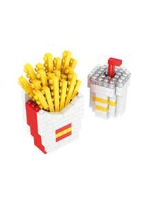 1 Blocs de construction alimentaires, blocs de construction de crème glacée, blocs de construction de gâteau, blocs de construction de vin rouge, blocs de construction d'orange, blocs de construction de gâteau, blocs de construction de kiwi, blocs de construction de sushi, blocs de construction de chocolat, série de blocs de construction alimentaires DIY, cadeau d'anniversaire, mini blocs de construction, décoration de bureau, soulagement de la pression